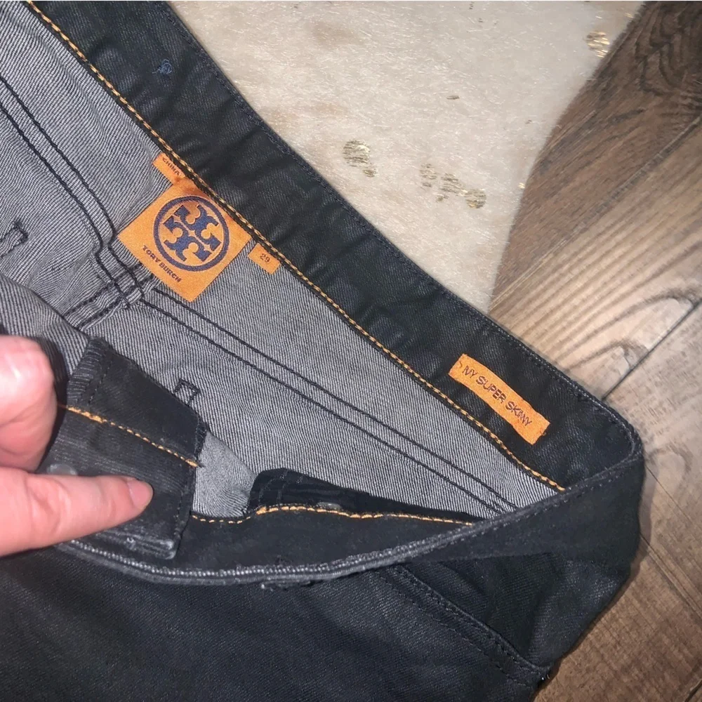 Tory burch designer ny super skinny black denim pant preppy spring  logo classic